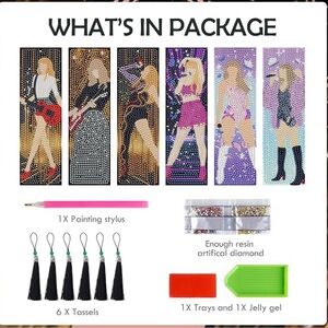 Taylor Swift DIY Diamond Painting Bookmark Kit with Tassels